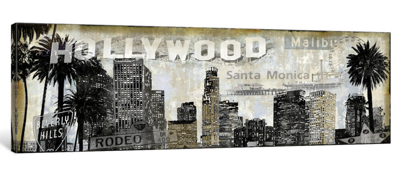 «L.A. «Perspectives», impression sur toile, H 24 po x l 72 po x P 1,5 po, Toile tendue