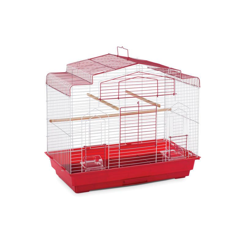 Cage à oiseaux de style victorien avec perchoir de table 23,5 "Cassius, rouge