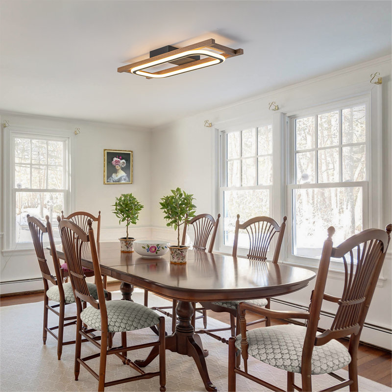 24″‌ Modern Farmhouse 1-Light Linear Geometric Integrated LED Flush Mount, 1 Light
