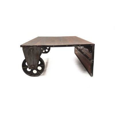 Industrial Farmhouse Console & Coffee Convertible Table, Solid Wood & Iron, 48x36x17