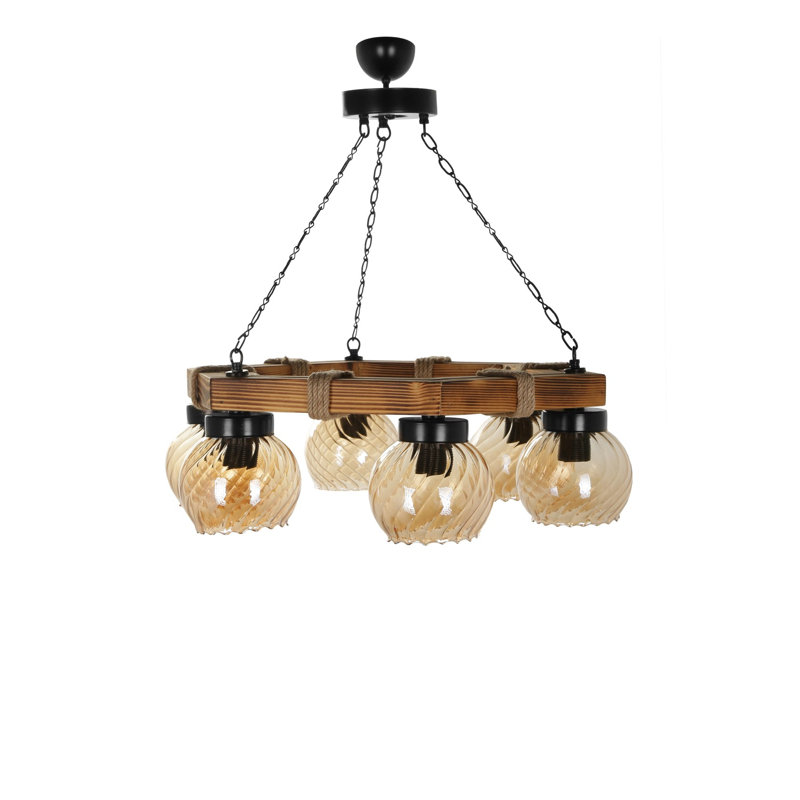 Lustre unique à 6 lumières Buddy, Brun, 6