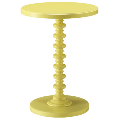 Élégante table d'appoint ronde jaune avec piédestal en bois pour l'intérieur en bois artistique