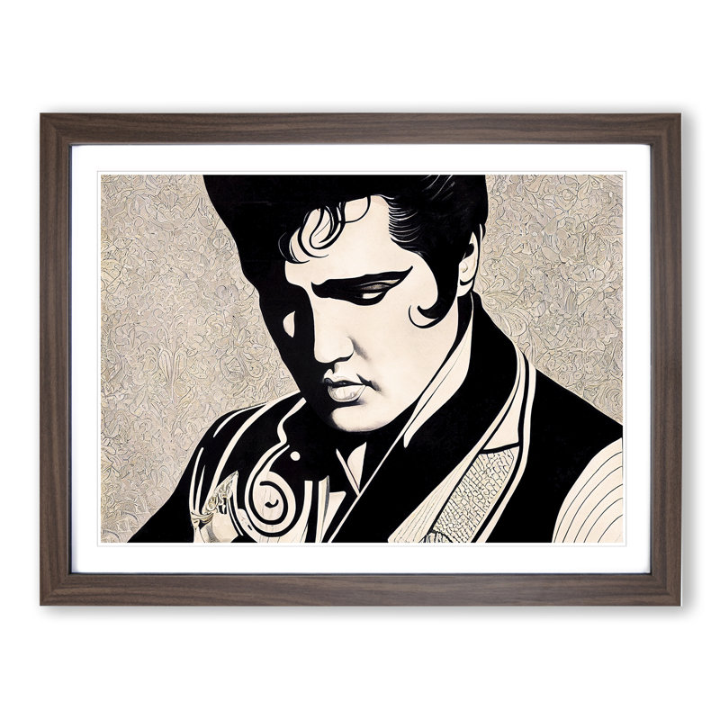 Elvis Presley Deco Vol.2 - Single Picture Frame Painting, Walnut , 46cm H x 64cm W x 2cm D