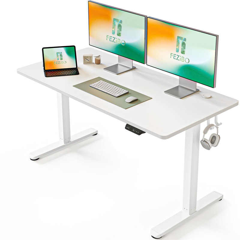Bureau rectangulaire Mariliva, L 55 po x P 24,02 po, Blanc, Blanc