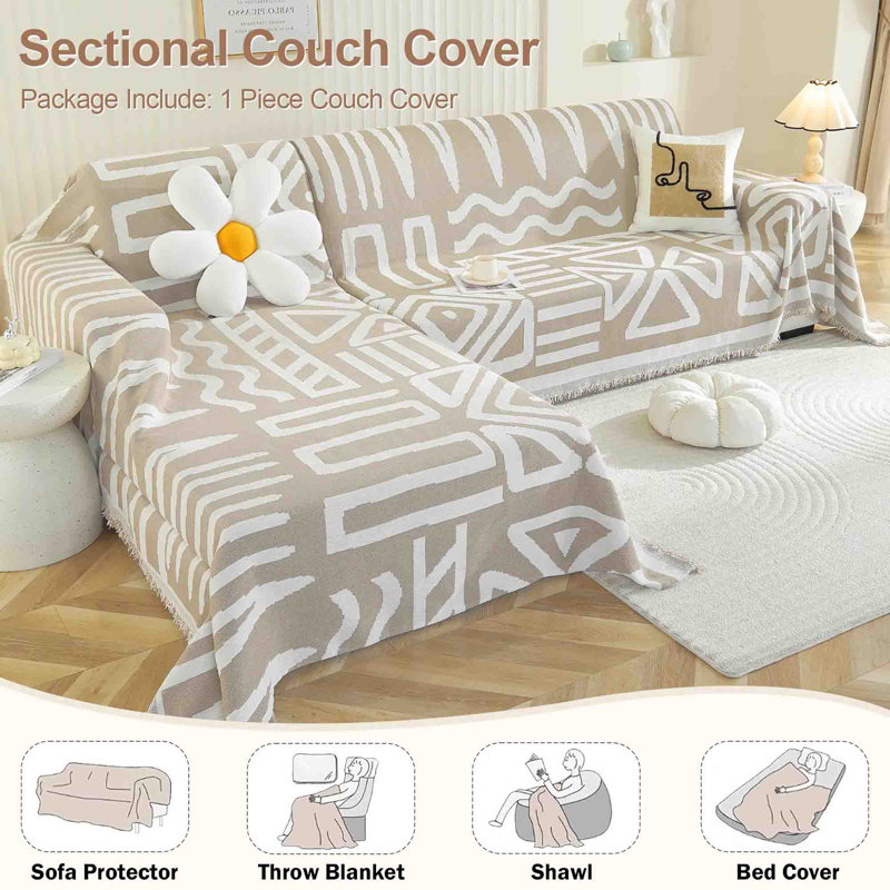 ‎Chenille Sofa Slipcover, Khaki