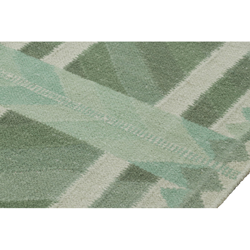 Rug & Kilim’S Scandinavian Style Rug In Teal Blue And Green Geometric Patterns