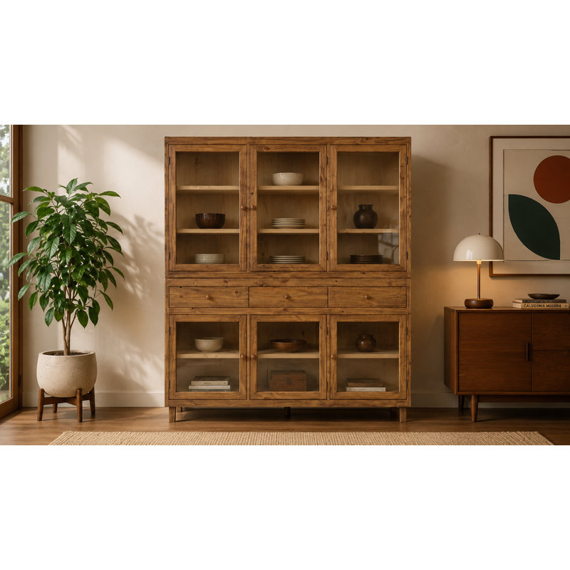 Console rustique moderne avec rangement en bois de pin massif 88 po