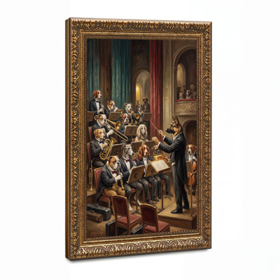 German Shepherd Conducting Dog Orchestra Canvas Wall Art