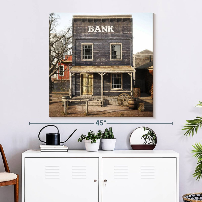 Lelar Western Town Bank, H 33 po x l 33 po