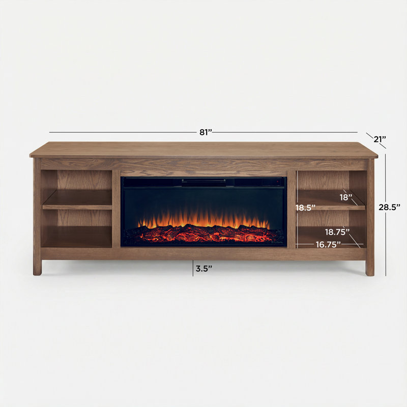 Kells 81" Electric Fireplace TV Stand, Antique Oak
