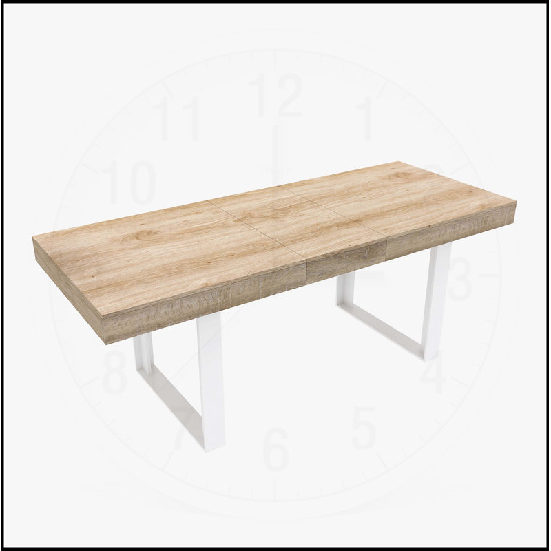 Extendable Dining Room Table for 6-10, Modern Farmhouse Wooden Kitchen Expanding Table with Silent Guide Rails and Durable Engineered Wood