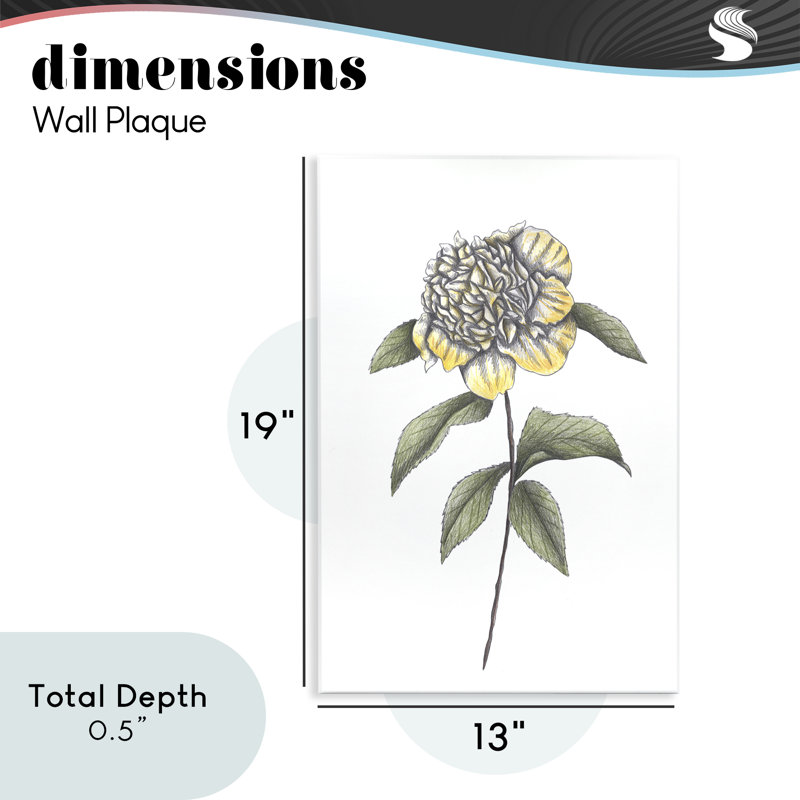 Camellia Flower Illustration, plaque murale, conception par Cecilia Battaini, H 19 po x l 13 po