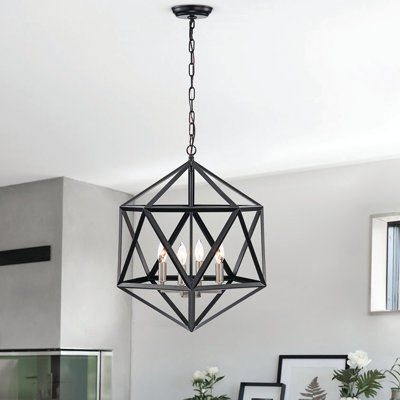 Lustre géométrique à 4 lumières de style bougie Atakan