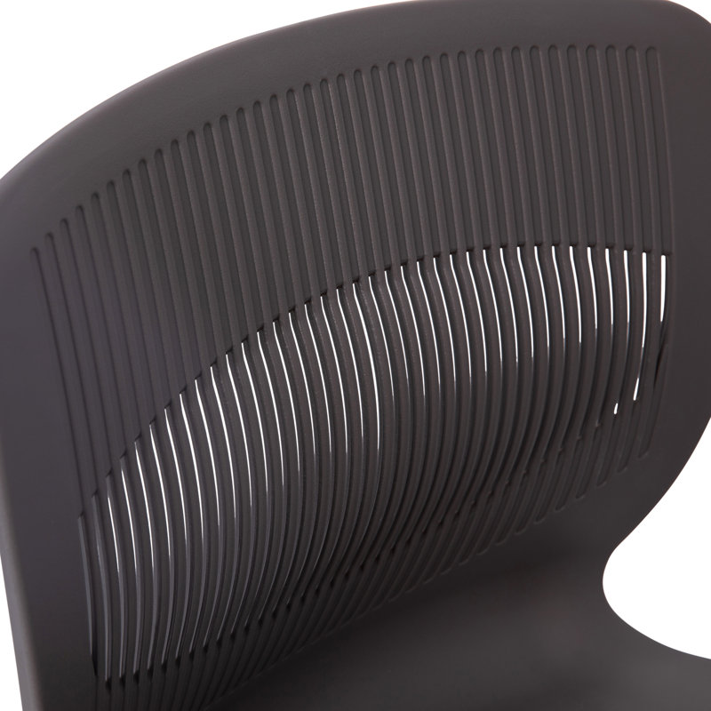 Gray Armless Metal Stacking Reception Chairs with Lumbar Support