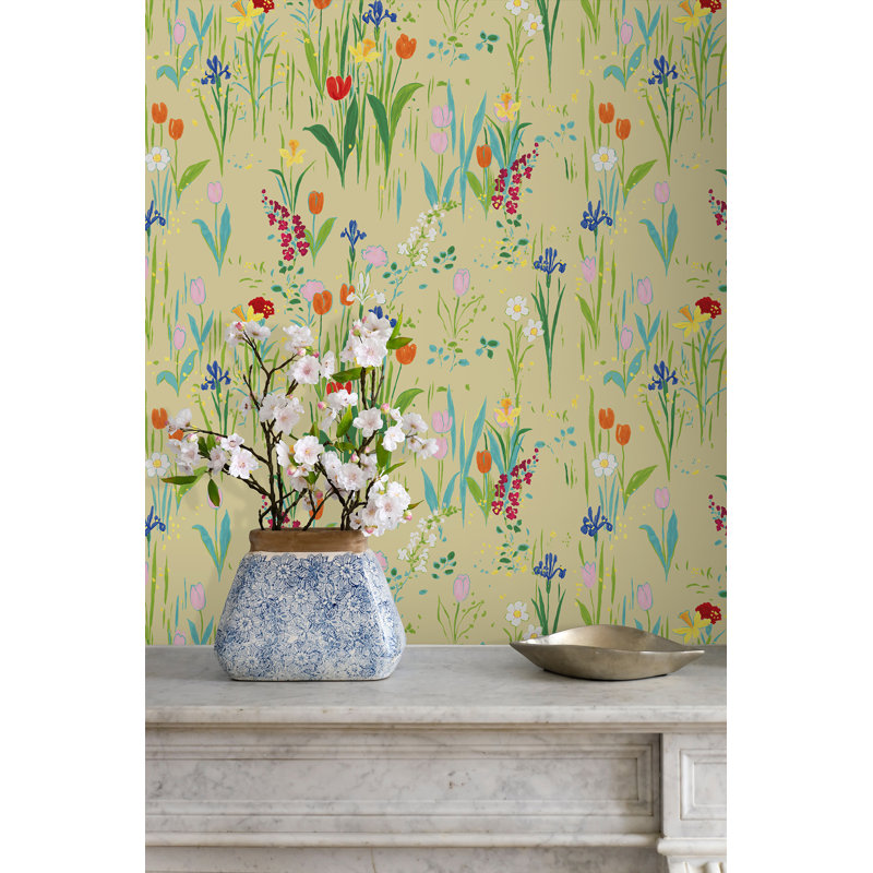 Paule Marrot Floral Wallpaper Double Roll, Limeade