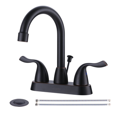 Centerset 2-handle Bathroom Faucet with Drain Assembly
