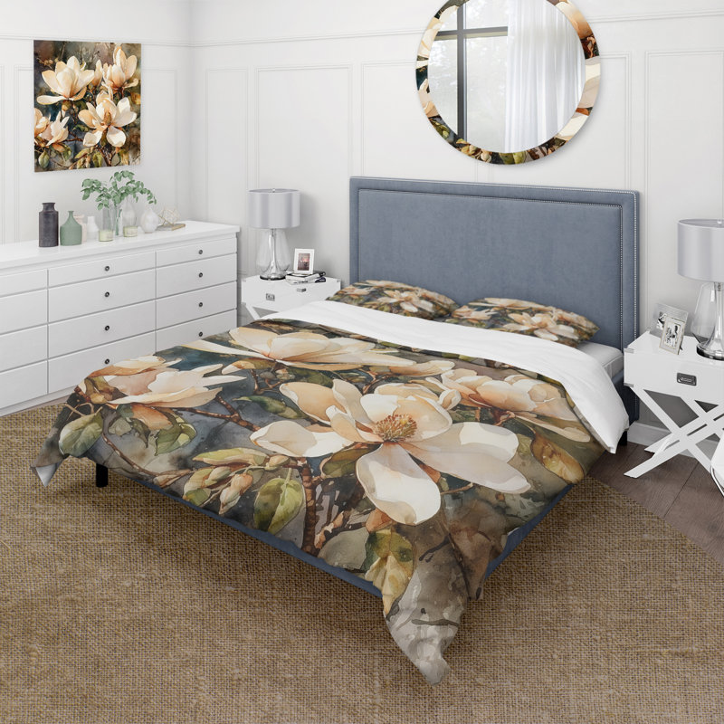 Ensemble de housse de couette en microfibre / polyester Cream Magnolia Symphony Bedding