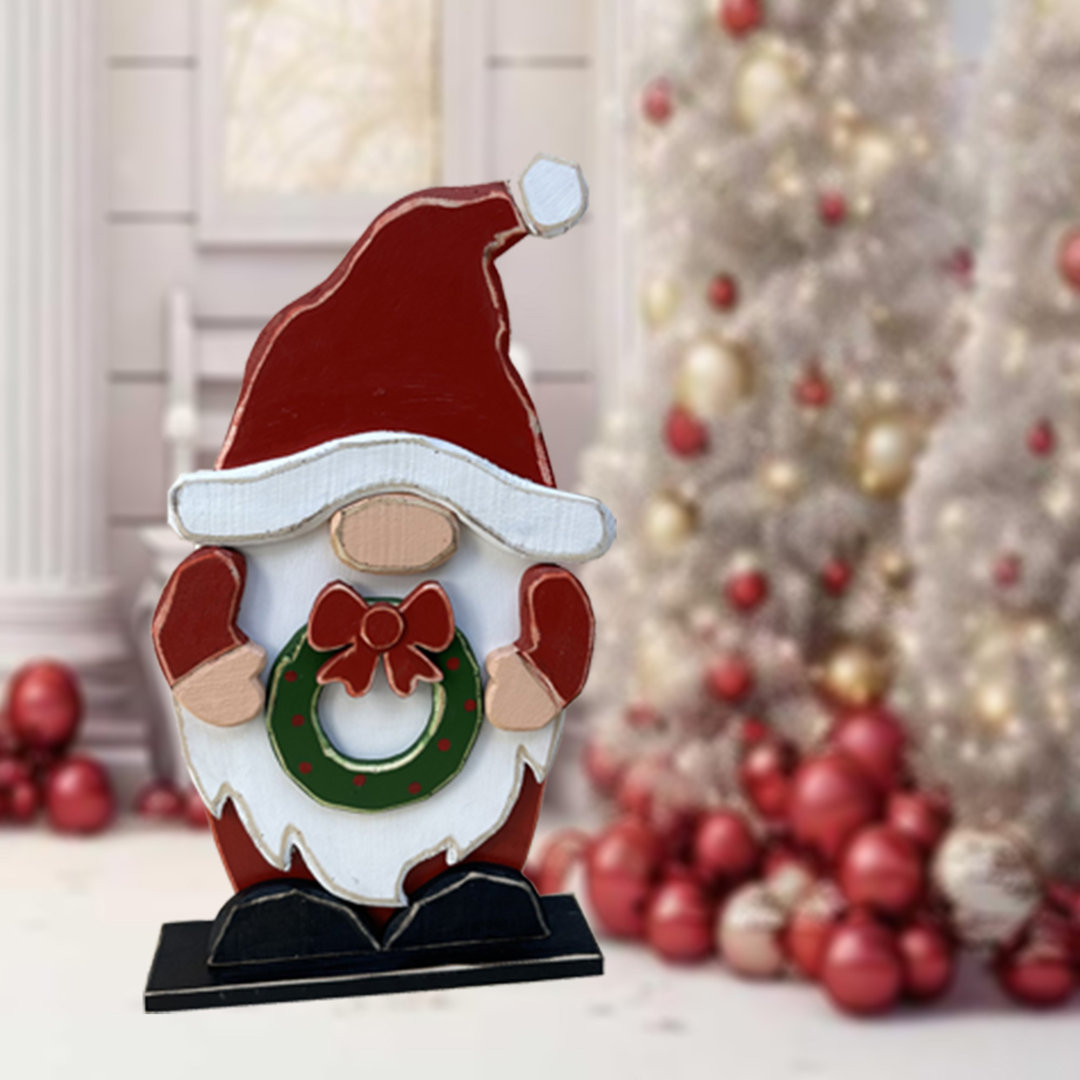 Medium Wooden Gnome Christmas Decor Indoor Outdoor Use Hi-Line Gift Ltd.