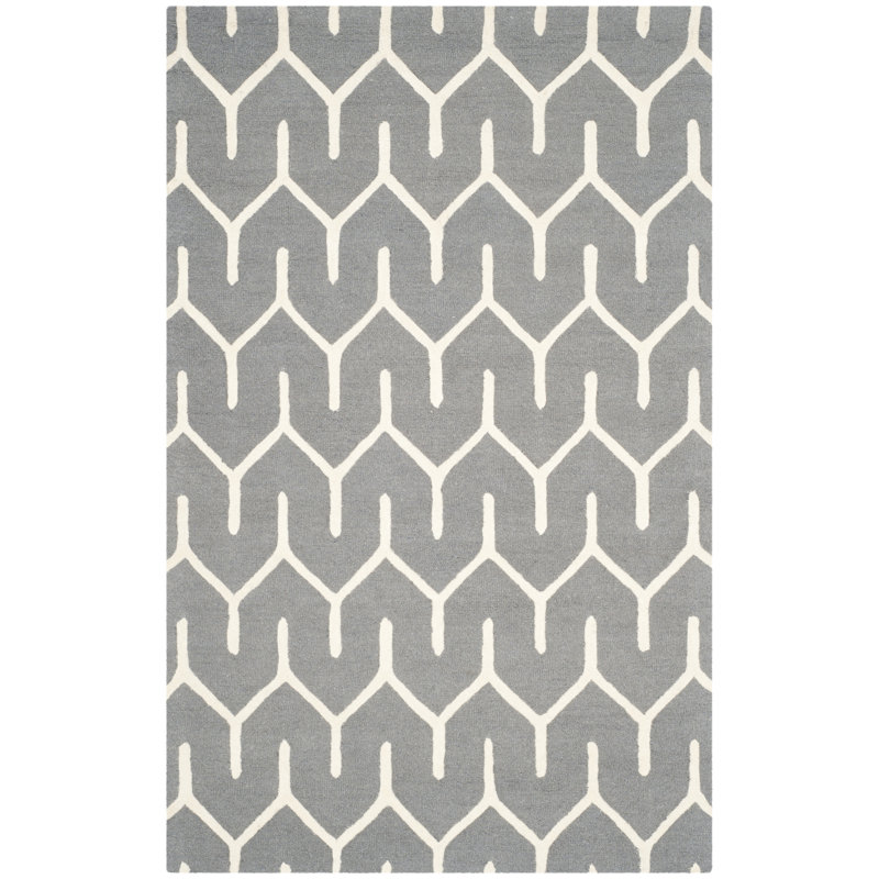 Deedgra Hand Tufted Wool Geometric Rug, Rectangle 3' x 5'