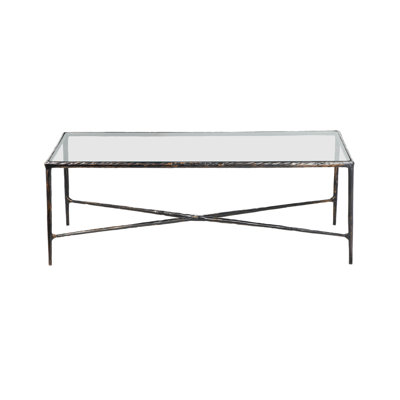 Naquita Modern Glass/Bronzed Metal Handmade Coffee Table