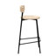 Tabourets de bar ronds en papier tissé à la main avec dossier et repose-pieds pour îlot de cuisine et salle à manger (ensembles 2 pièces)-438577386