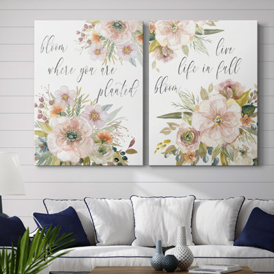 «Peach Bloom I», ensemble de 2 reproductions d'art textuel