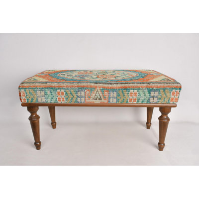 Rose Pattern Bench,Porch Bench, Ottoman Bench, Upholstered Bench, Turkish Rug Bench, Kilim Bench, Home Decor Bench, Handmade Bench