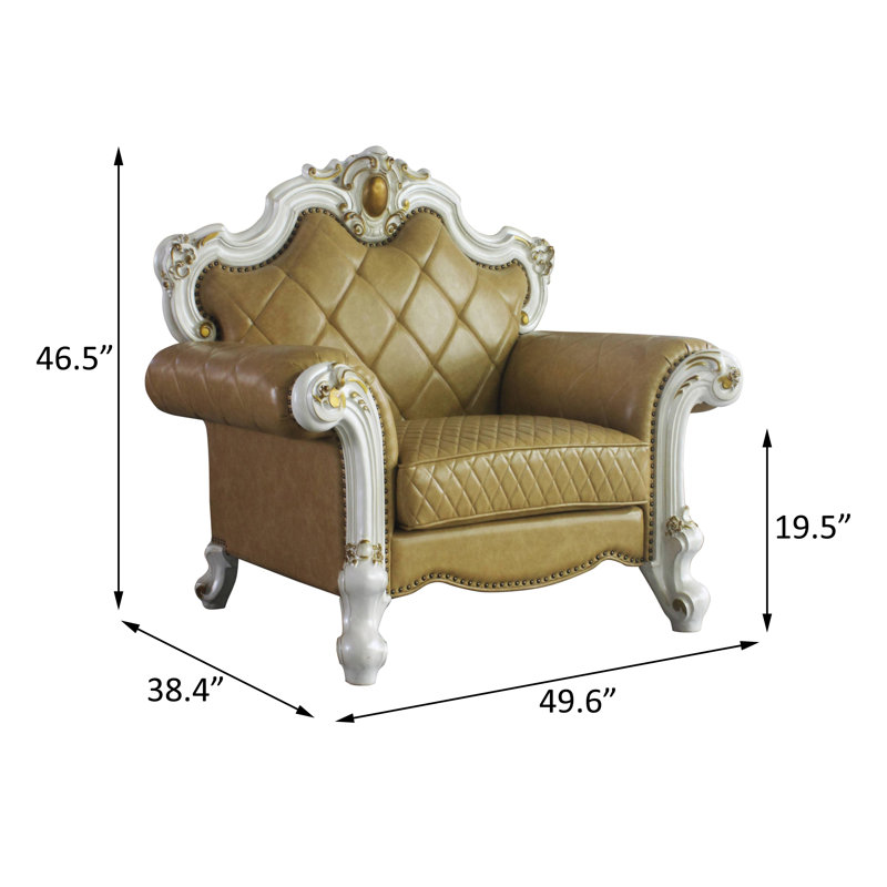 Chaise rembourrée picard et perle antique, Similicuir caramel écossais, Perle antique