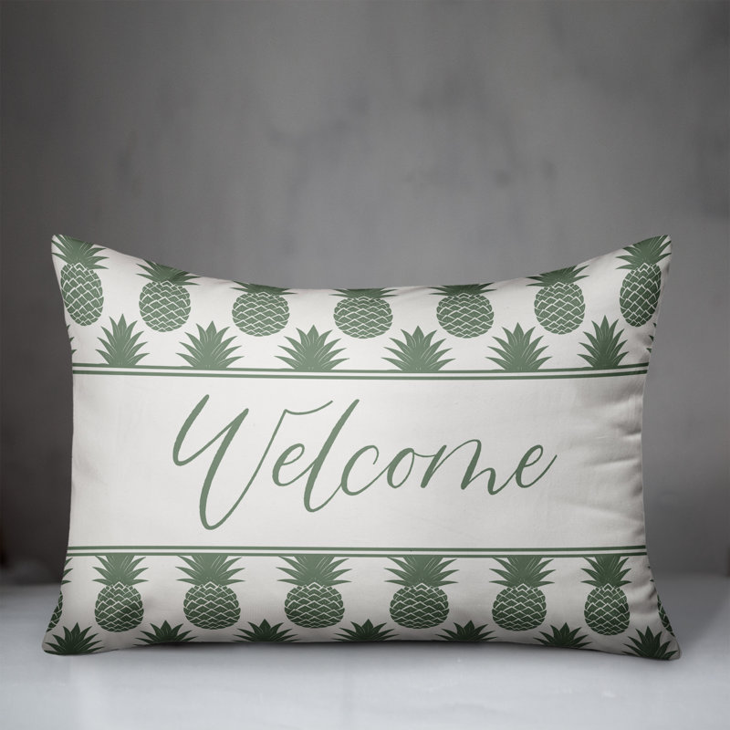  Housse de coussin rectangulaire d'extérieur Welcome Pineapples, Vert