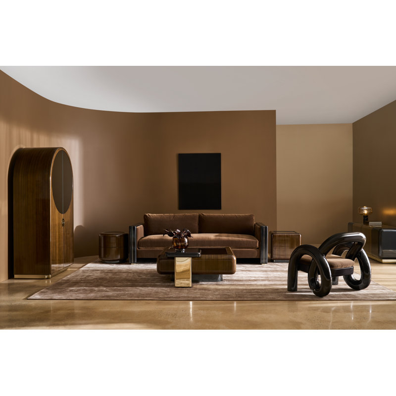 Caracole End Table, Brown Top/Black Base