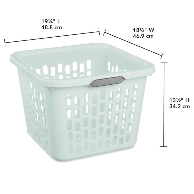 Sterilite Laundry Basket, 1.5 Bushel Plastic Hamper with Handles, 18 Pack, Mint