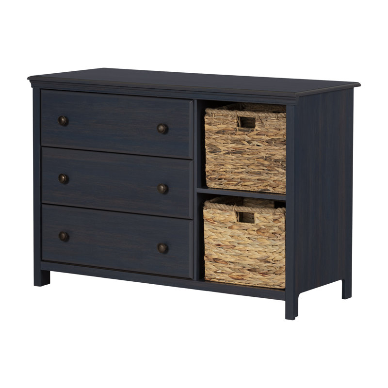 Cotton Candy 3-Drawer Dresser with Storage Baskets, Blueberry