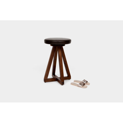 Artless Swivel Upholstered Counter Stool with Solid Wood Frame