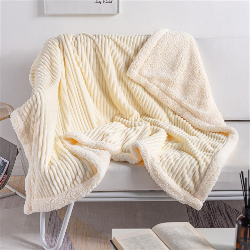 Couverture, doux, moelleux, chaud, confortable pour le canapé, lit, canapé, jet réversible, L 71 po x L 80 po, Beige
