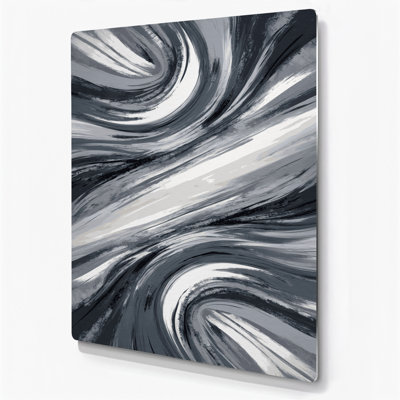 Abstrait paysage 87, art mural en métal noir