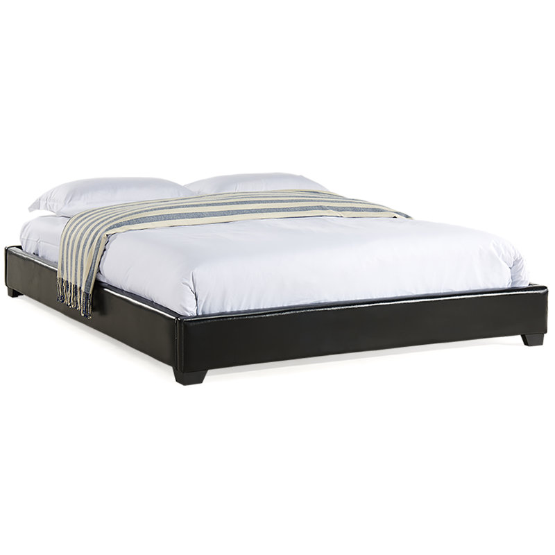 Alex Vegan Leather Bed, Full, Black Faux Leather