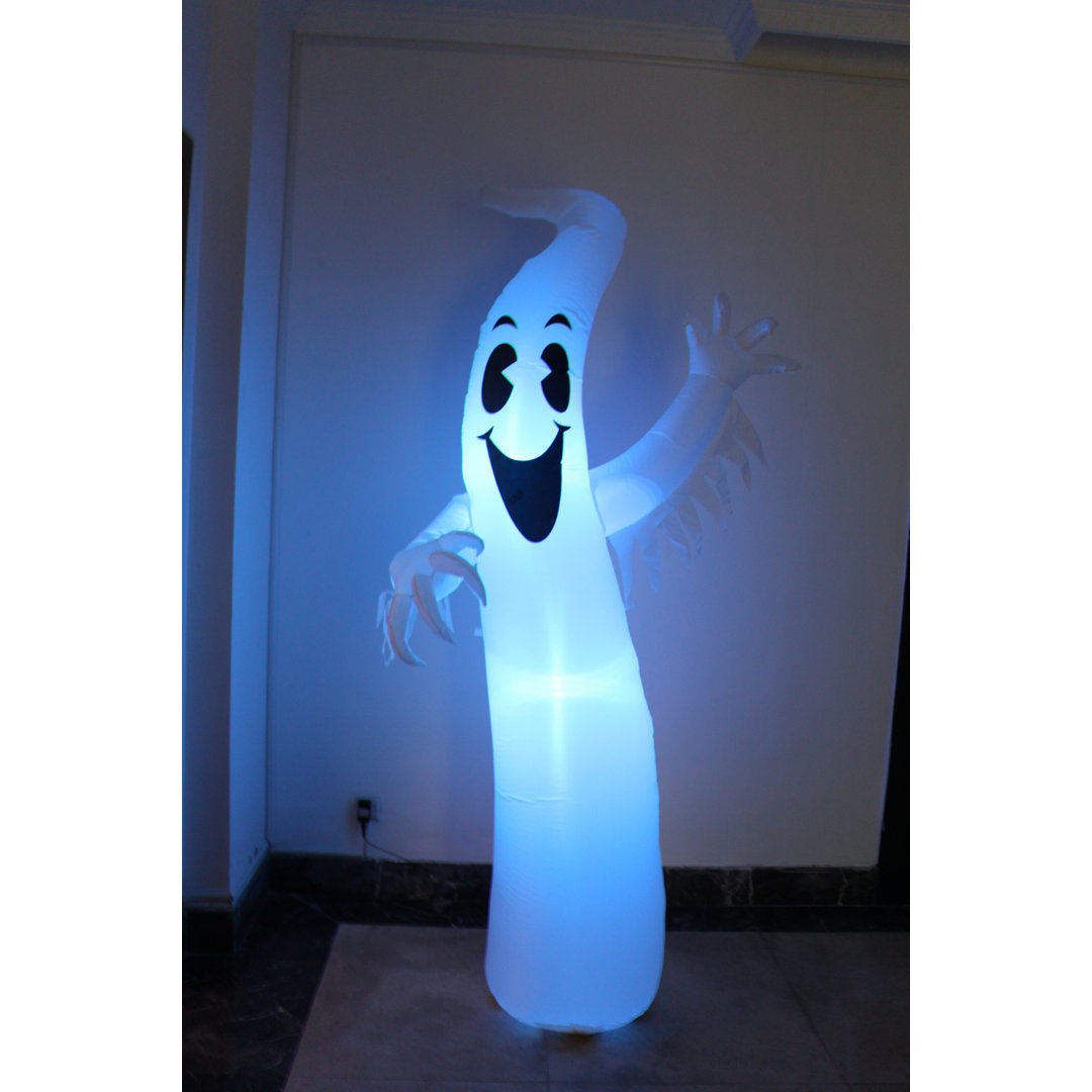 8 Foot Tall Lighted Happy Halloween Inflatable Ghost Color Changing LED Indoor / Outdoor Blow Up Yard Decoration The Holiday Aisle®