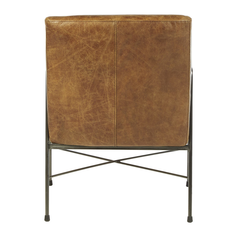 Orono 44cm H Genuine Leather Upholstered Armchair, Light Brown