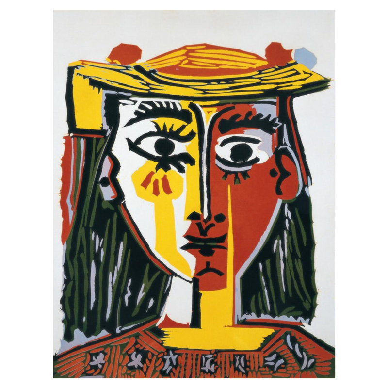 «Bust of a Woman with a Hat» par Pablo Picasso - Estampe numérique, H 40 po x l 32 po