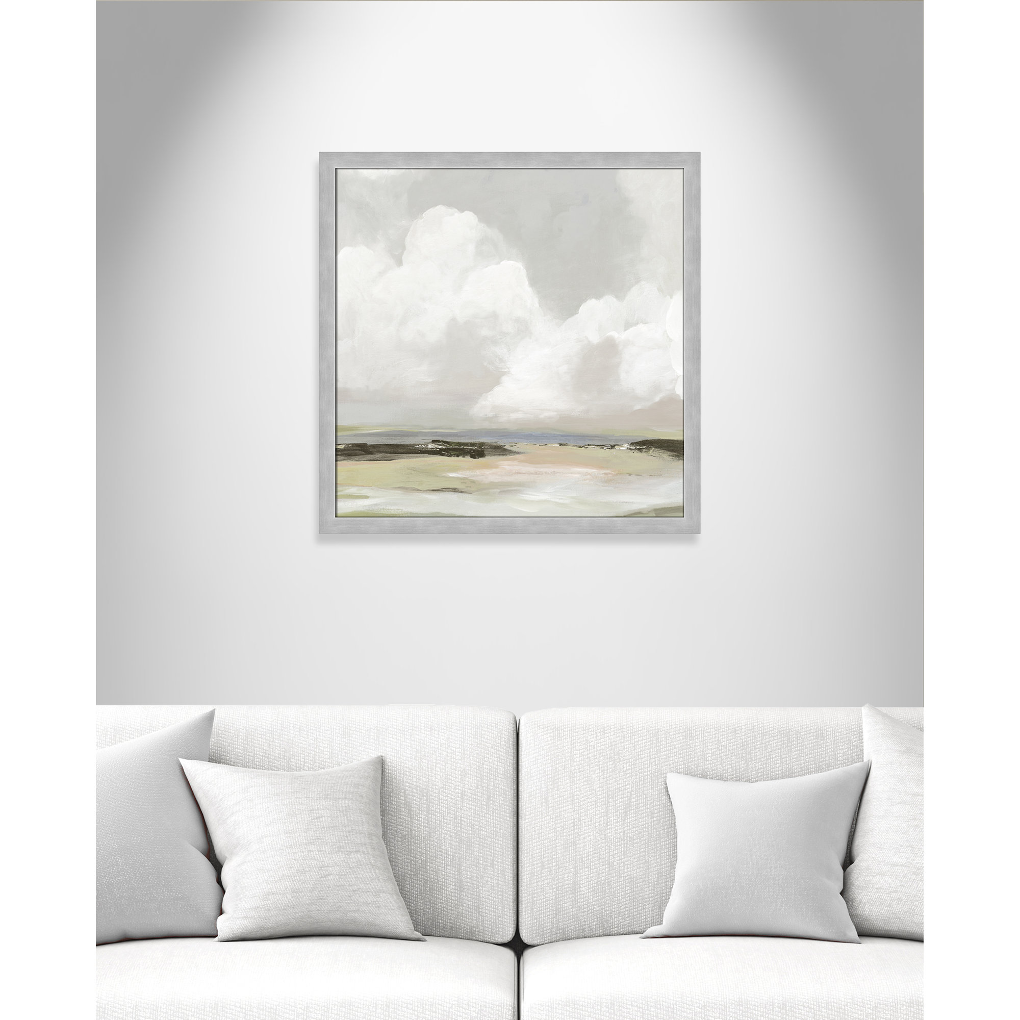 Soft Clouds - Picture Frame Painting Print, 28.5" H x 28.5" W x 1.12" D, Matte Silver Framed