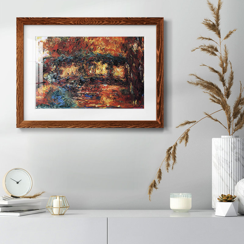 Le pont japonais # 2 par Monet, reproduction d'art sur papier, Érable, H 26 po x l 38 po x P 1,5 po