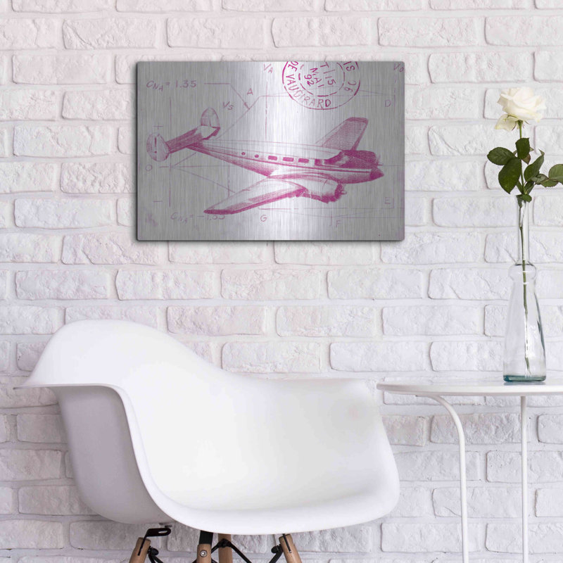 " Flight Schematic IV In Pink " by Ethan Harper, 16" H x 24" W