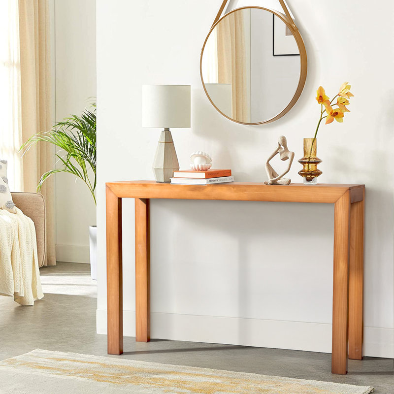 46” Solid Wood Entryway Table Narrow Console Table for Foyers & Hallways, Natural Wood