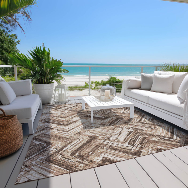 Tapis intérieur / extérieur Carletha, Rectangle 2 pi 6 po x 3 pi 10 po
