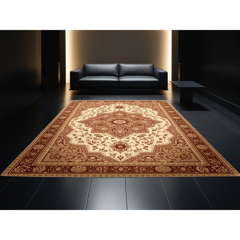 Machine Washable Parez Mount Kilimanjaro Classic Oriental Rug in Brown – Beige Binding, 5x8
