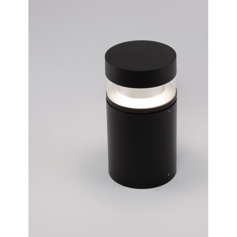 Black Integrated LED Metal Bollard Light, 25cm H x 13.4cm W x 13.4cm D