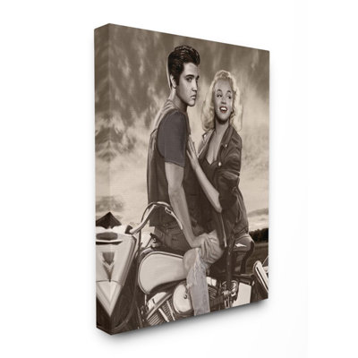 " Motorcycle Ride Vintage Hollywood Movie Star Classic Illustration "