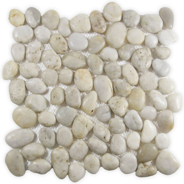 Aras Random Sized Natural Stone Mosaic Tile in White Waterproof - 1 Square Foot Per Box