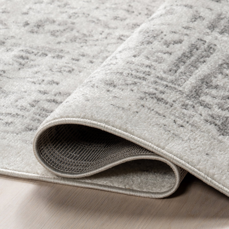 Tapis traditionnel rétro gris à motif de médaillon Etasha, Rectangle 4 pi x 6 pi