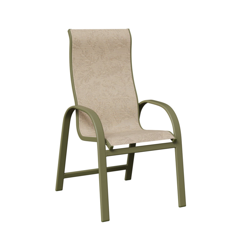 Chaise de salle à manger à haut dossier Amma, Feuillage tropical, Vert sauge